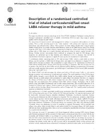 Description of a Randomised Controlled Trial of Inhaled Corticosteroid/Fast-Onset LABA Reliever Therapy in Mild Asthma