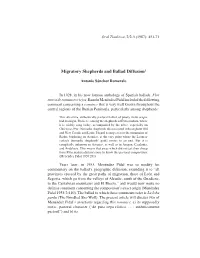 Migratory Shepherds and Ballad Diffusion1