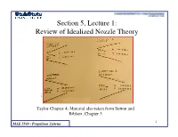 Section 5, Lecture 1: Review of Idealized Nozzle Theory