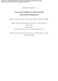 An Interactive Database to Explore Herbicide Physicochemical Properties