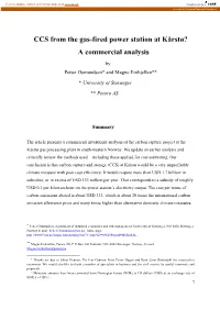 CCS from the Gas-Fired Power Station at Kårstø? a Commercial Analysis1