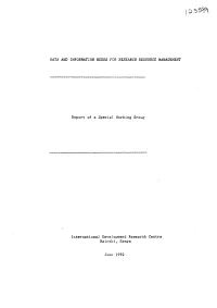 Data and Information Needs for Research Resource Management