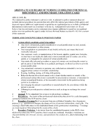 Guidelines for Sexual Misconduct and Boundary Violation Cases