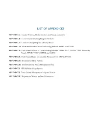 List of Appendices