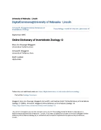 Online Dictionary of Invertebrate Zoology: O