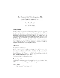 The Default OLP Configuration File Open-Logic-Config.Sty