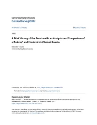 A Brief History of the Sonata with an Analysis and Comparison of a Brahms’ and Hindemith’S Clarinet Sonata