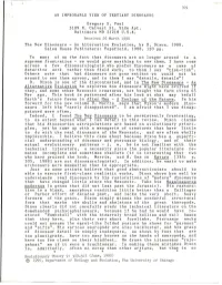 An Improbable View of Tertiary Dinosaurs. Evolutionary Theory 9, 1990