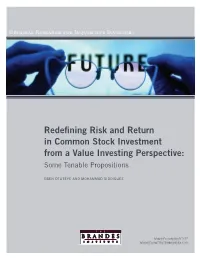 Redefining Risk and Return
