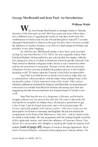 George Macdonald and Jean Paul: an Introduction