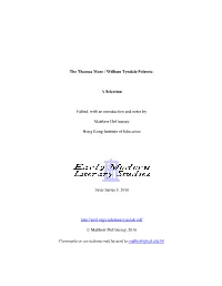 The Thomas More / William Tyndale Polemic: a Selection Edited, with An