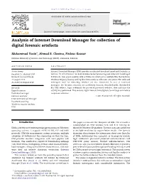 Analysis of Internet Download Manager for Collection of Digital Forensic Artefacts