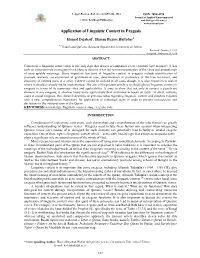 Application of Linguistic Context in Exegesis