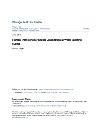 Human Trafficking for Sexual Exploitation at World Sporting Events