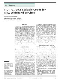 ITU-T G.729.1 Scalable Codec for New Wideband Services