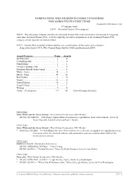 NOMINATIONS and AWARDS in OTHER CATEGORIES for ANIMATED FEATURE FILMS [Updated Thru 88Th Awards (2/16)] [* Indicates Win] [AFF = Animated Feature Film Category]