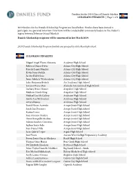 Of 6 2019 Finalists for the Daniels Scholarship P