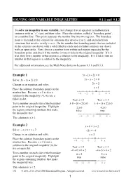 SOLVING ONE-VARIABLE INEQUALITIES 9.1.1 and 9.1.2