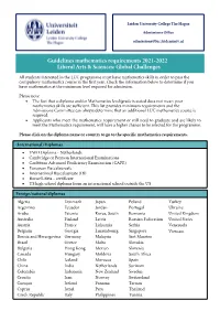 Guidelines Mathematics Requirements 2021-2022 Liberal Arts & Sciences