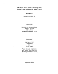 On-Road Motor Vehicle Activity Data Volume I - Bus Population and Activity Pattern