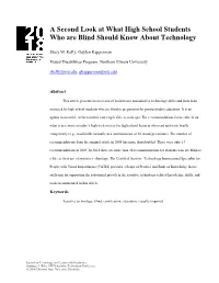 A Second Look at What High School Students Who Are Blind Should Know About Technology