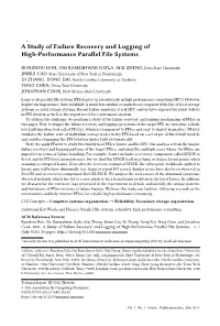 A Study of Failure Recovery and Logging of High-Performance Parallel File Systems