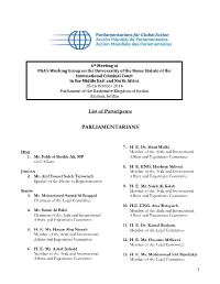 List of Participants