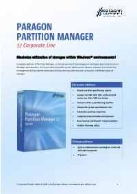 PARAGON PARTITION MANAGER 12 Corporate Line
