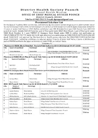 Provisional Selection List on This Basis of Academic Merit Written Test, and Interview by Recruitment Committee Pursuant to Advertisement Notice No