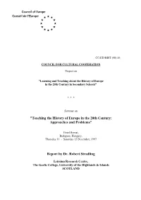 Teaching the History of Europe in the 20Th Century: Approaches and Problems"