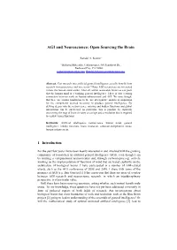AGI and Neuroscience: Open Sourcing the Brain
