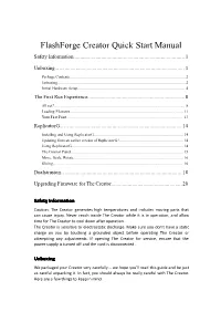 Flashforge Creator Quick Start Manual Safety Information