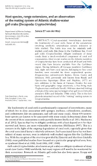 Host Species, Range Extensions, and an Observation of the Mating System of Atlantic Shallow-Water Gall Crabs (Decapoda: Cryptochiridae)