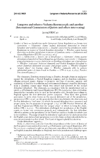 Lungowe and Others V Vedanta Resources Plc and Another (International Commission of Jurists and Others Intervening)