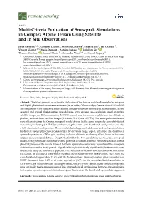 Multi-Criteria Evaluation of Snowpack Simulations in Complex Alpine Terrain Using Satellite and in Situ Observations