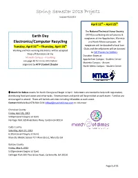 Spring Semester 2013 Projects Updated 4/22/2013