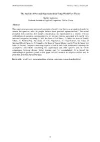 The Analysis of Personal Supernaturalism Using World View Theory