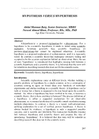 Hypothesis Versus Hyperthesis