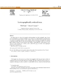 Lexicographically Ordered Trees