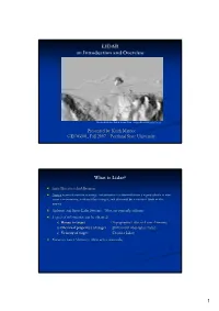 Lidar Remote Sensing