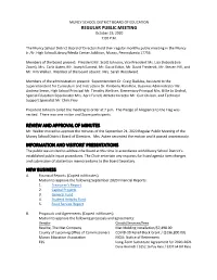 Regular Public Meeting Review
