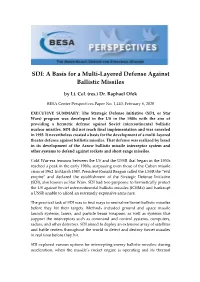 SDI: a Basis for a Multi-Layered Defense Against Ballistic Missiles