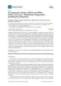 A Comparative Study of Black and White Allium Sativum L.: Nutritional Composition and Bioactive Properties