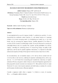 Bayesian Isotonic Regression for Epidemiology