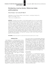 Kimberley Marine Biota. Historical Data: Echinoderms