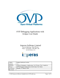 OVP Debugging Applications with Eclipse User Guide