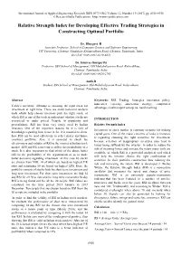 Relative Strength Index for Developing Effective Trading Strategies in Constructing Optimal Portfolio