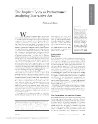 The Implicit Body As Performance: Analyzing Interactive