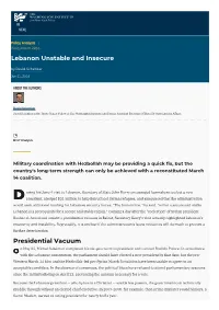Lebanon Unstable and Insecure | the Washington Institute
