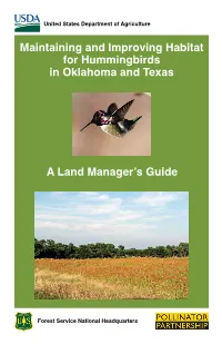 Maintaining and Improving Habitat for Hummingbirds in Oklahoma and Texas